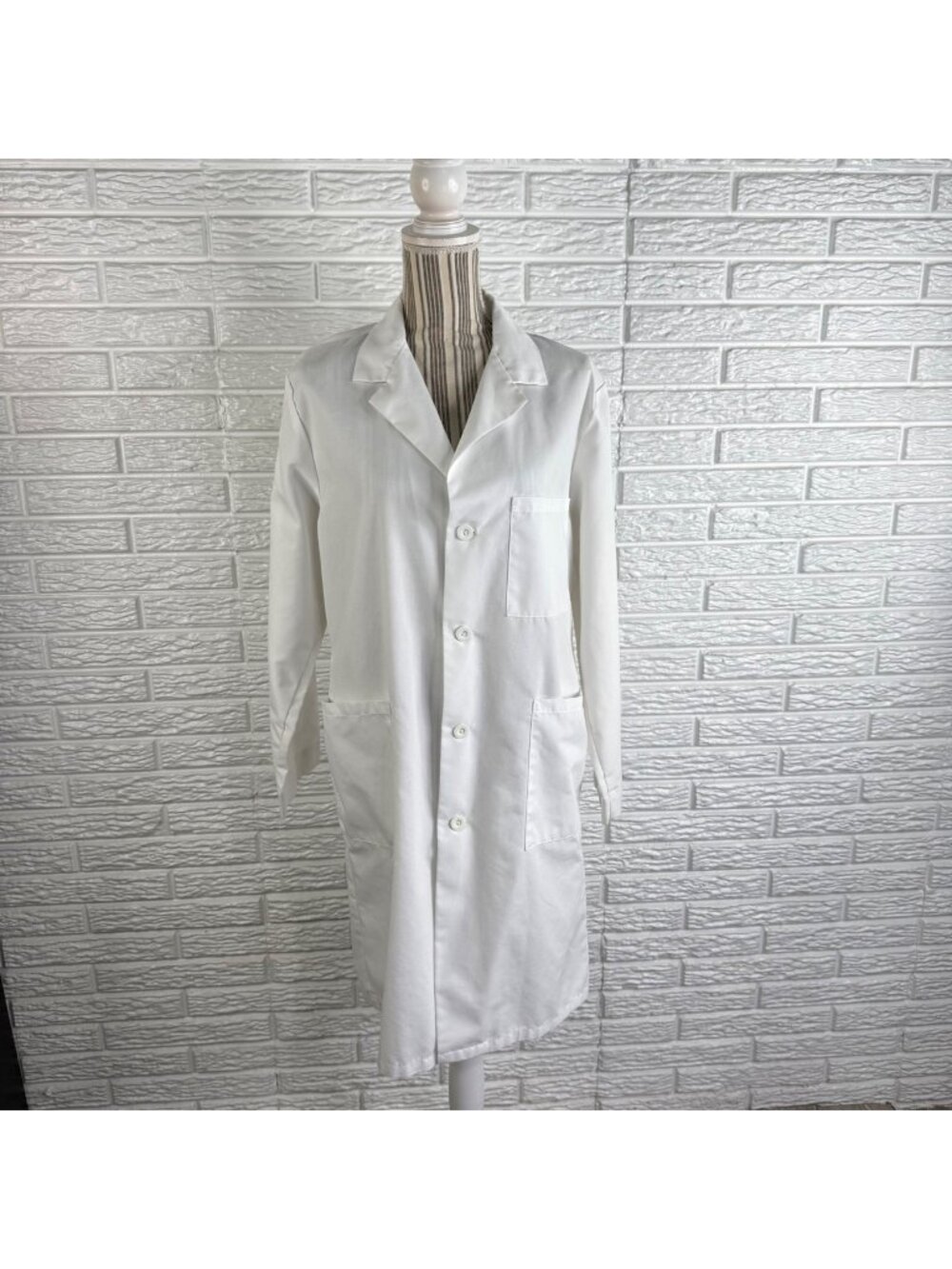 Vintage Meta Classic White Long Sleeve Unisex Lab Coat Button Front Size Medium